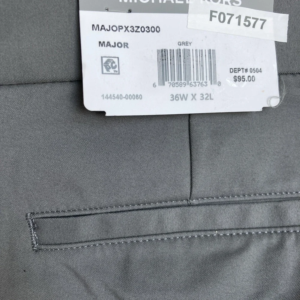 Michael Kors Men's Classic-Fit Cotton-Blend Dress Pants Grey Size 36W 32L